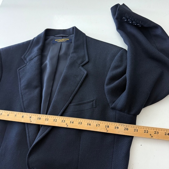 Brooks Brother Vintage Dark Navy Blue Herringbone Blazer Suit Jacket Mens 40R - Picture 7 of 10